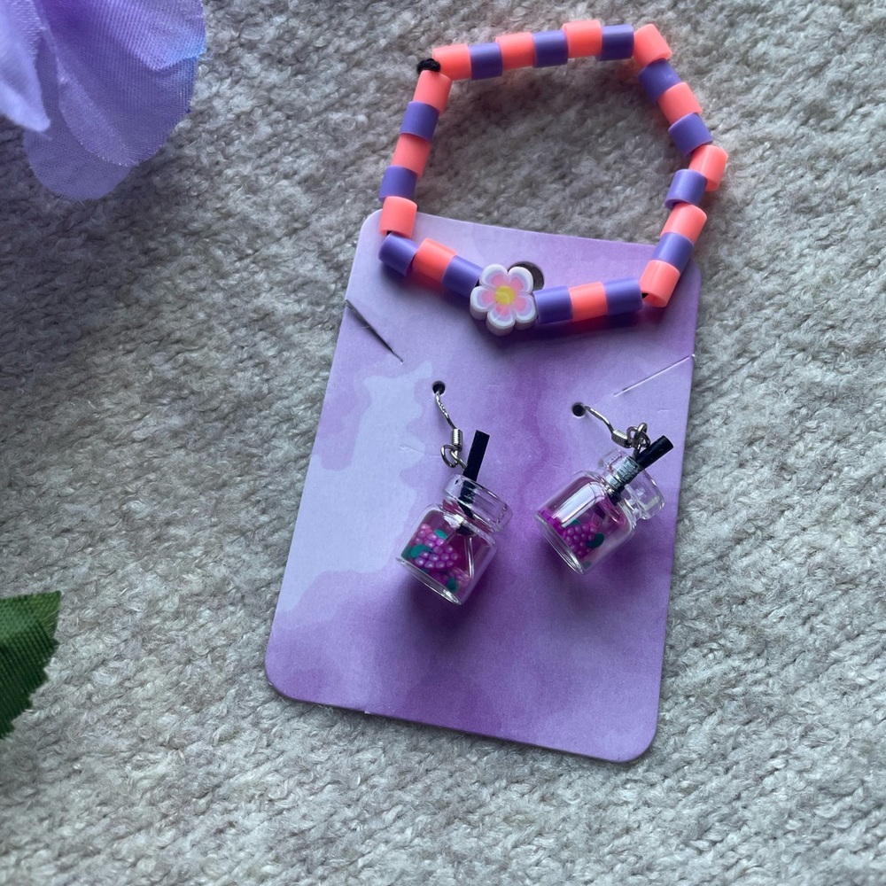 Handmade bracelet and earring!!